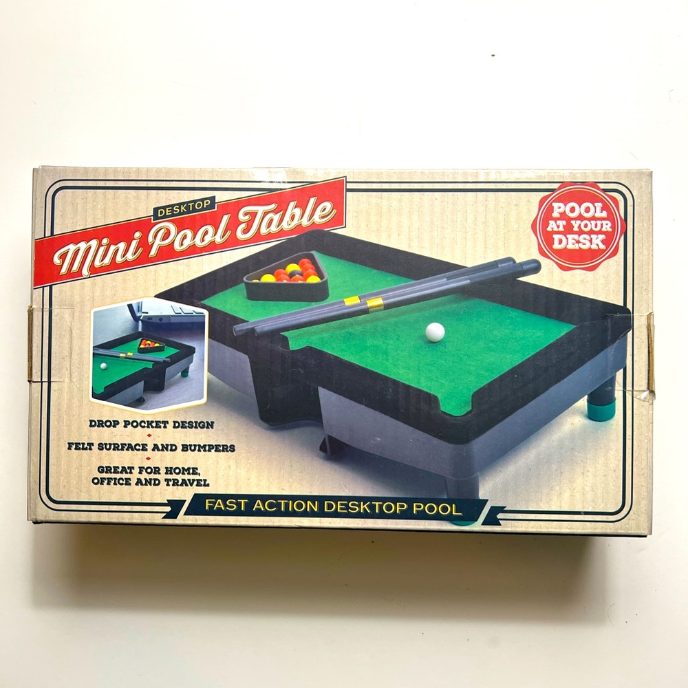 Mini pool table- fast action desktop pool for adults or kids ages 6+.